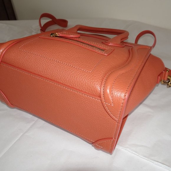 Celine Orange Caviar Leather Nano Shoulder Bag Year 2020 - Picture 7 of 14